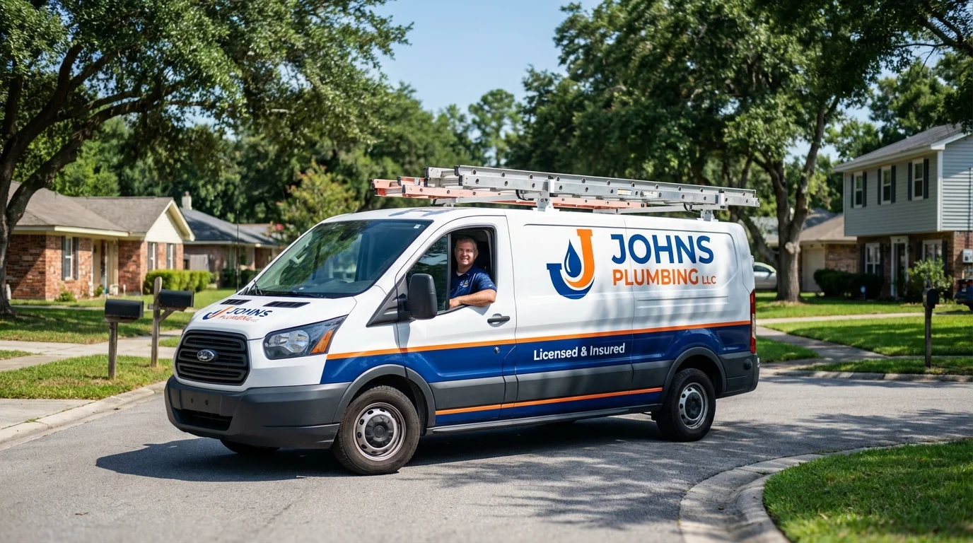Johns Plumbing LLC service van in Beltsville, MD